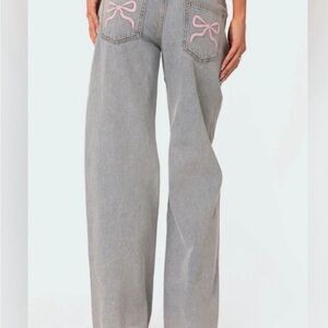 Bow Pocket Low Rise Baggy Jeans XS NWT